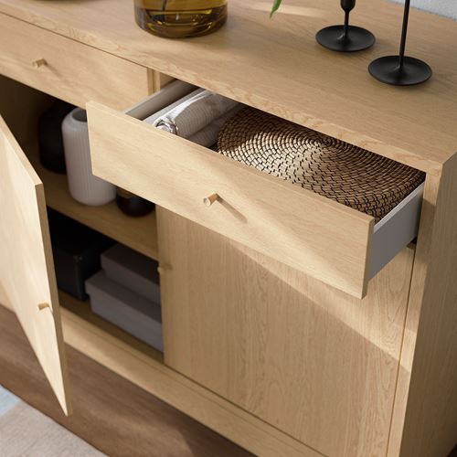 IKEA - TONSTAD, cabinet with doors, oak veneer, 121x47x90 cm