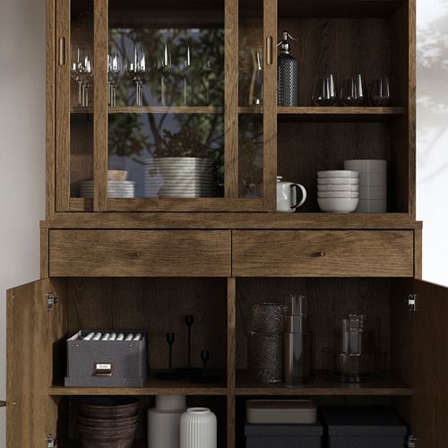 IKEA - TONSTAD, sürgü kapaklı dolap, kahverengi meşe kaplama, 121x47x201 cm