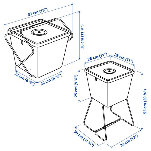 IKEA - BRANNBOLL, box with lid, grey/yellow, 30x33x30 cm