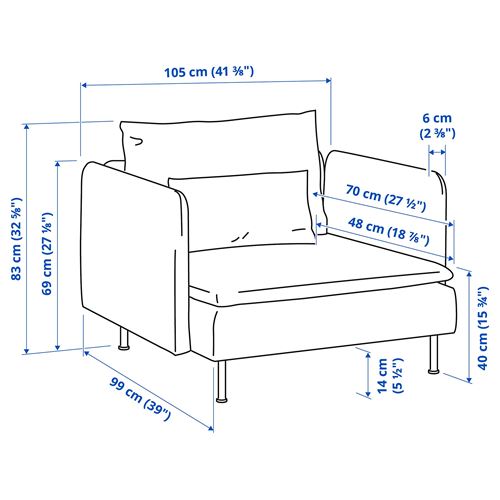 IKEA - SÖDERHAMN, tekli koltuk, tonerud kırmızı