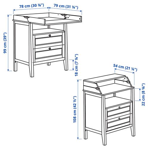 IKEA - SUNDVIK, alt değiştirme masası ve şifonyer, beyaz