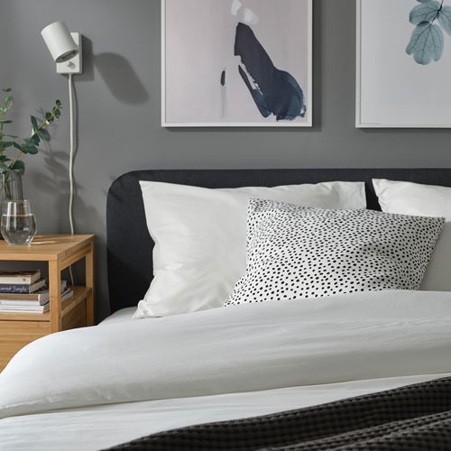 IKEA - BJÖRKGRAMAL, lace pillow cover, white/black, 50x50 cm