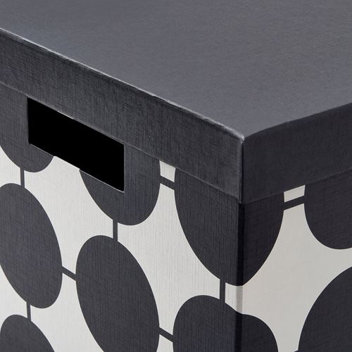 IKEA - TJENA, box with lid, black-white, 25x35x20 cm