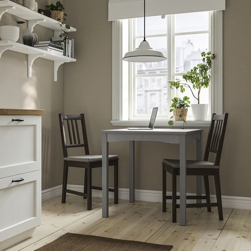 IKEA - HAUGA/STEFAN, mutfak masası takımı, gri-venge, 2 sandalyeli
