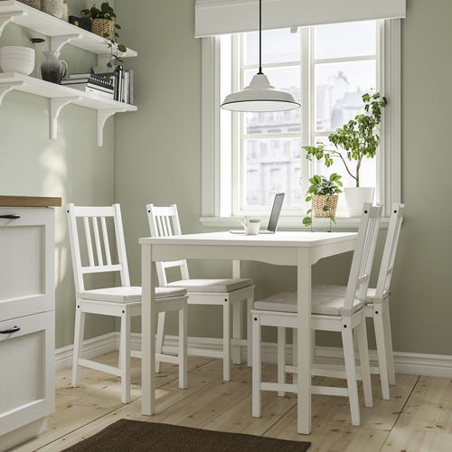 IKEA - HAUGA/STEFAN, kitchen table set, white, 4 chairs