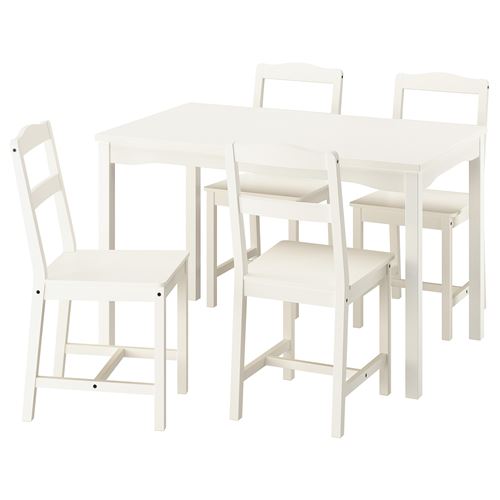 IKEA - HAUGA, kitchen table set, white, 4 chairs