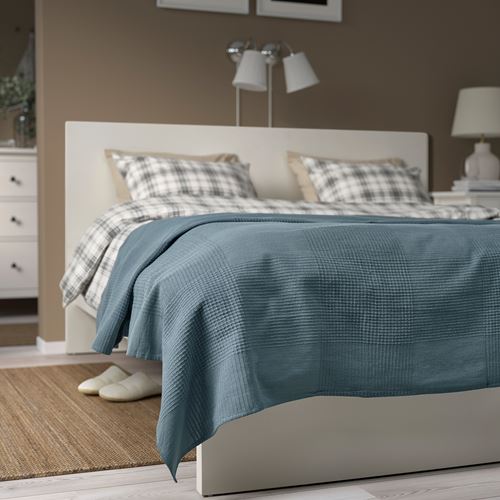 IKEA - INDIRA, bedspread/blanket, dark grey-blue, 230x250 cm