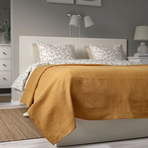 IKEA - INDIRA, bedspread/blanket, yellow-beige, 230x250 cm