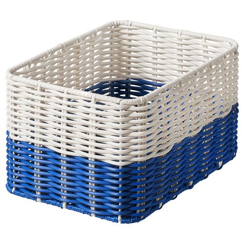 IKEA - DJURTRANARE, basket, blue-white, 18x25x14 cm