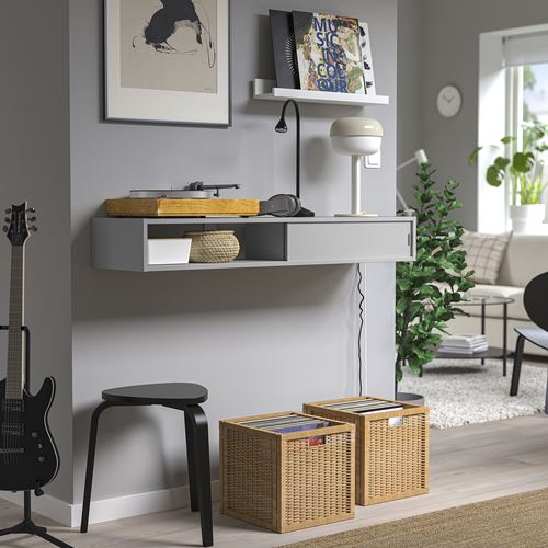 IKEA - SPIKSMED, media shelf, light grey, 117x32 cm