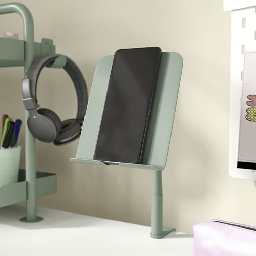 IKEA - RELATERA, phone/tablet stand, light grey-green, 14x17x27 cm