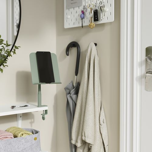 IKEA - RELATERA, phone/tablet stand, light grey-green, 14x17x27 cm