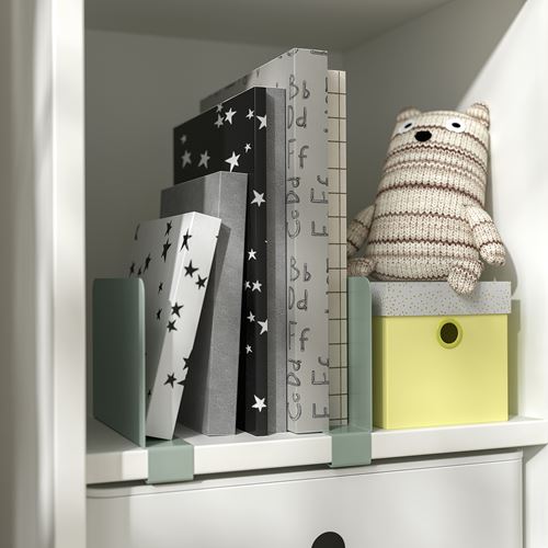 IKEA - RELATERA, book-end, light grey-green, 3x15x10 cm