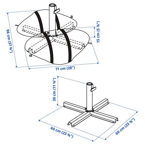 IKEA - IGGÖN, güneş şemsiyesi tabanı, koyu gri, 60x60 cm