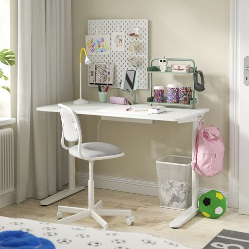 IKEA - RELATERA, kid's desk, white-light grey-green, 117x60 cm