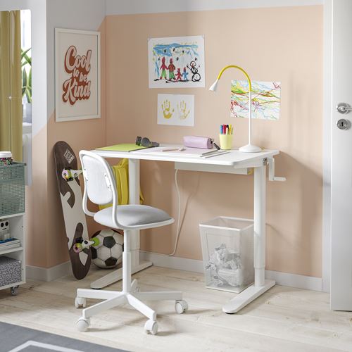 IKEA - RELATERA, height adjustable children's desk, white, 90x60 cm