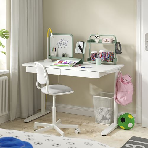 IKEA - RELATERA, kid's desk, white-light grey-green, 117x60 cm