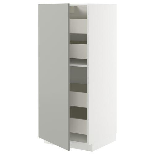 IKEA - METOD/MAXIMERA, kitchen high cabinet, HAVSTORP light grey, 60x60x140 cm