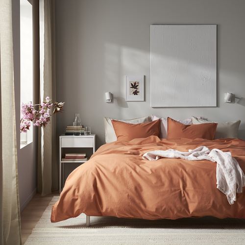 IKEA - ANGSLILJA, single duvet cover sets, red-brown, 150x200/50x60 cm