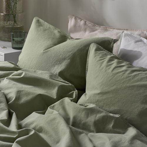 IKEA - ANGSLILJA, single duvet cover sets, grey-green, 150x200/50x60 cm