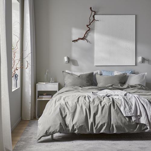 IKEA - ANGSLILJA, single duvet cover sets, grey, 150x200/50x60 cm