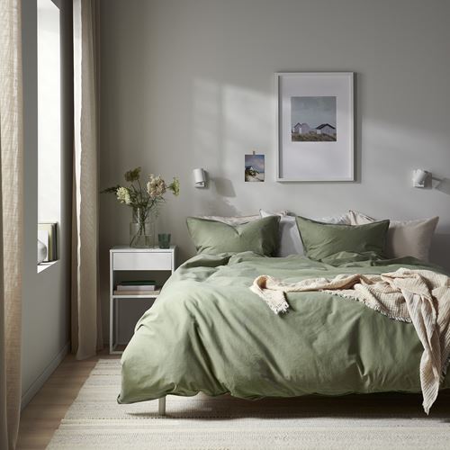 IKEA - ANGSLILJA, single duvet cover sets, grey-green, 150x200/50x60 cm