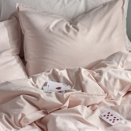 IKEA - BERGPALM, single duvet cover sets, light pink/stripe, 150x200/50x60 cm