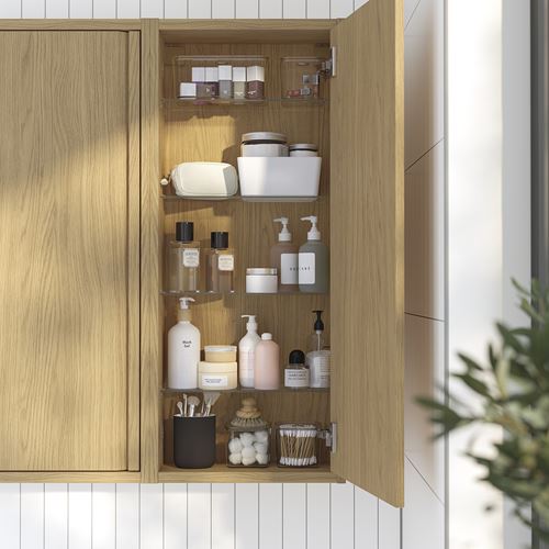 IKEA - ANGSJÖN, bathroom wall cabinet, oak effect, 40x15x95 cm