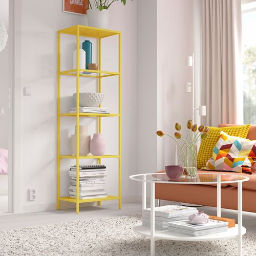 IKEA - VITTSJÖ, Open Shelving Unit, yellow-glass, 51x175 cm