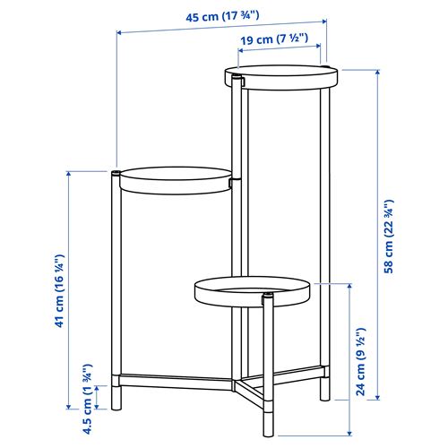 IKEA - OLIVBLAD, plant stand, light grey, 58 cm