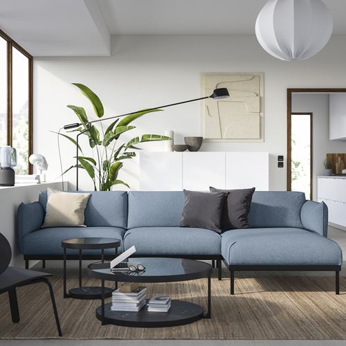 IKEA - APPLARYD, 2-seat sofa and chaise longue, gunnared light blue