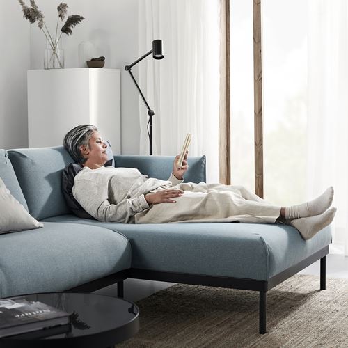 IKEA - APPLARYD, 3-seat sofa and chaise longue, gunnared light blue