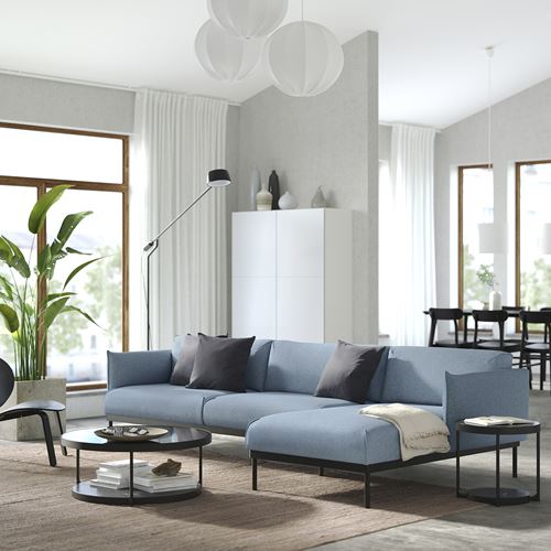 IKEA - APPLARYD, 3-seat sofa and chaise longue, gunnared light blue