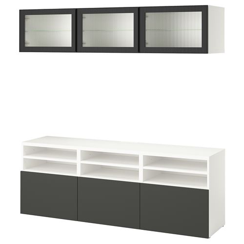 IKEA - BESTA, tv ünitesi, beyaz-antrasit, 180x42x192 cm