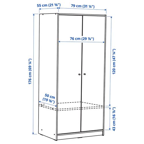 IKEA - KLEPPSTAD, wardrobe, white, 79x176 cm