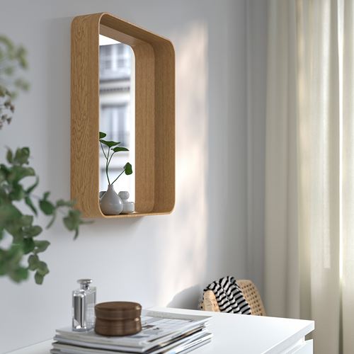 IKEA - DVARGSYREN, wall mirror, oak veneer, 40x50 cm