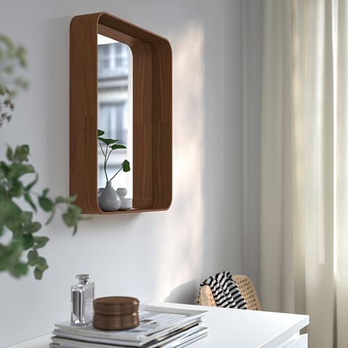 IKEA - DVARGSYREN, wall mirror, walnut veneer, 40x50 cm