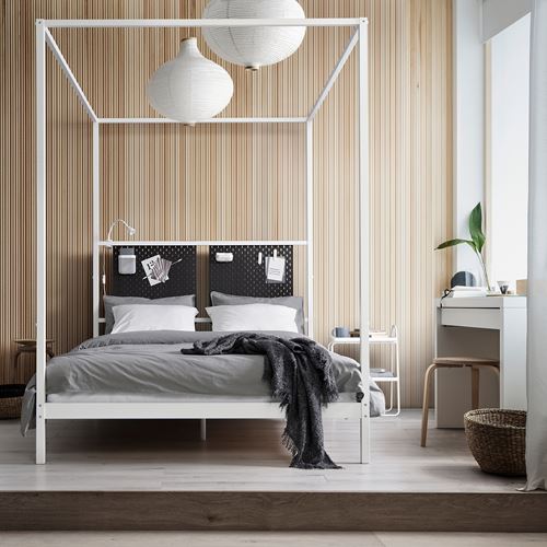 IKEA - VITARNA/LURÖY, double bed, white, 140x200 cm