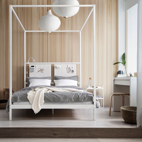 IKEA - VITARNA/LURÖY, double bed, white, 140x200 cm