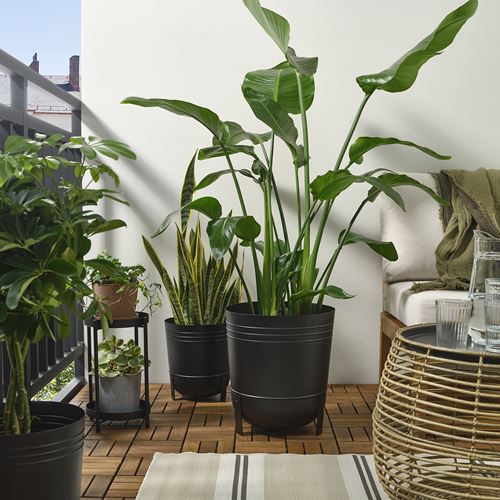 IKEA - PARLRÖNN, steel plant pot, black, 32 cm