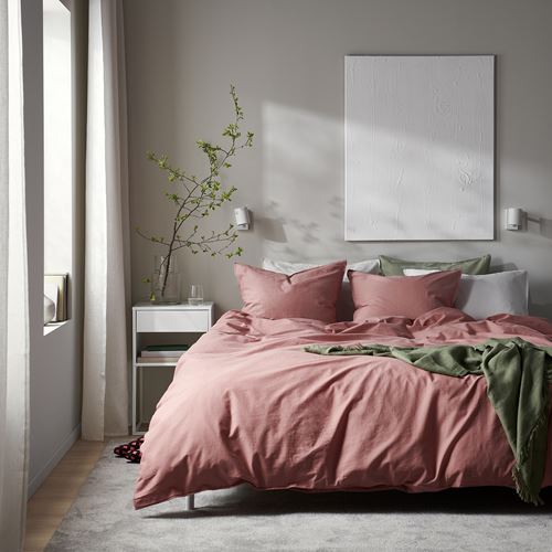 IKEA - ANGSLILJA, double quilt cover and 2 pillowcases, dark pink, 240x220/50x60 cm