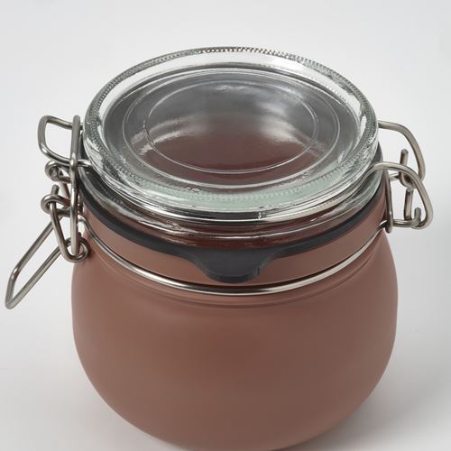 IKEA - KORKEN, kapaklı cam kavanoz, kahverengi-kırmızı, 0,5 lt