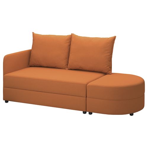 IKEA - LINDAKRA, 2-seat sofa and pouffe, knisa bright orange