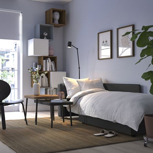 IKEA - SKÖNABACK, 2-seat sofa-bed, knisa dark grey