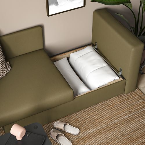 IKEA - SKÖNABACK, 2-seat sofa-bed, vissle yellow/green