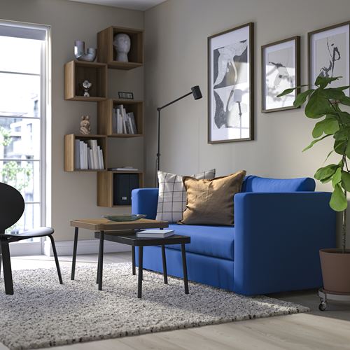 IKEA - SKÖNABACK, 2-seat sofa-bed, knisa bright blue