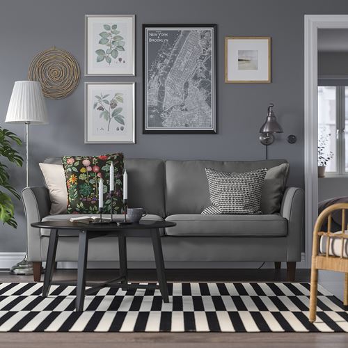 IKEA - EKHOLMA, 3'lü kanepe, hakebo koyu gri