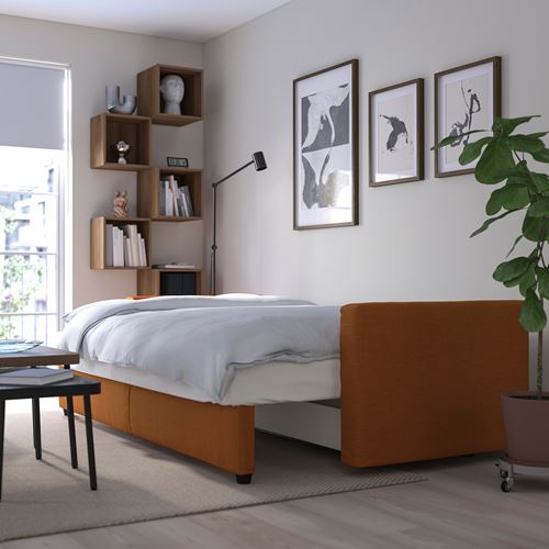 IKEA - FRIHETEN, 3-seat sofa-bed, faringe brown-orange