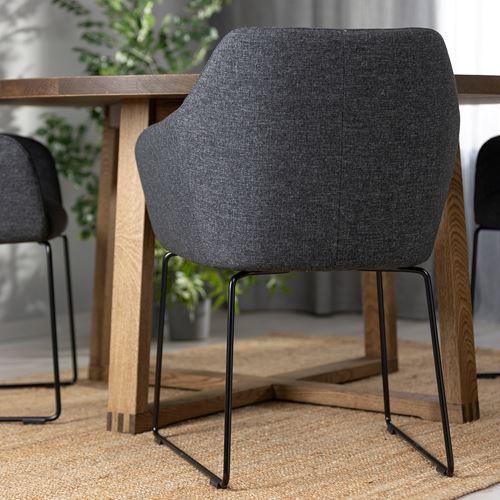 IKEA - MÖRBYLANGA/TOSSBERG, yemek masası takımı, meşe kaplama kahverengi-gunnared koyu gri, 4 sandalyeli