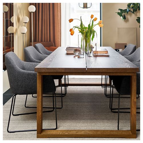 IKEA - MÖRBYLANGA/TOSSBERG, yemek masası takımı, meşe kaplama kahverengi-gunnared koyu gri, 6 sandalyeli